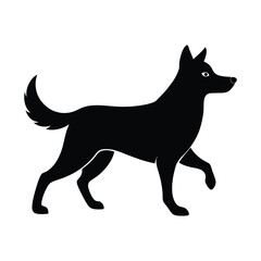 Herding Dog in Action Vector Silhouette
