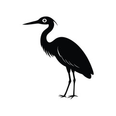 Heron Standing in Water Vector Silhouette