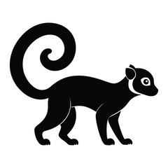 Obraz premium Walking Lemur with Curled Tail Silhouette
