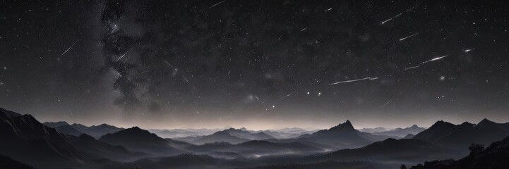 Naklejka premium Inky black sky, countless diamond-like stars scattered across immense cosmic canvas , beauty, Milky Way, mysterious