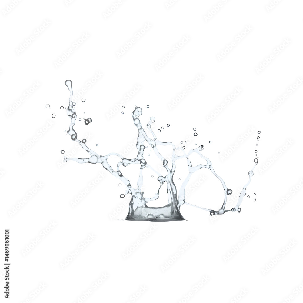 Poster captivating water splash formation showcasing dynamic fluidity and intricate design on a minimalist 