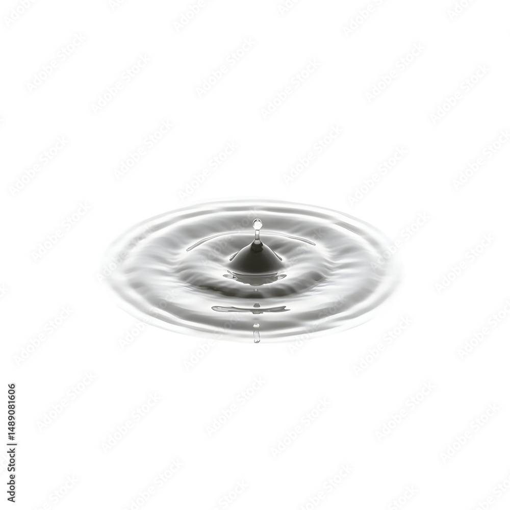 Poster capturing the mesmerizing moment of a liquid drop impacting a smooth surface, creating ripples and a