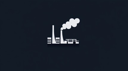 Fototapeta premium Minimalistic factory icon illustration with smoke on dark blue background
