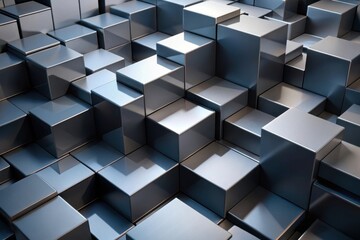 Abstract Metallic Cube Formation A Study in Geometric Density and Reflective Surfaces