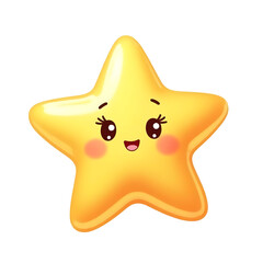 Charming stylized five-pointed star with a sweet expression brings a touch of whimsy and joy to any creative project