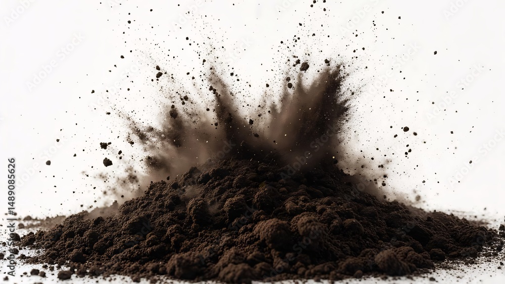 Poster dramatic soil explosion high-resolution image of dark earth exploding