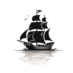 pirate ship silhouette with sails icon