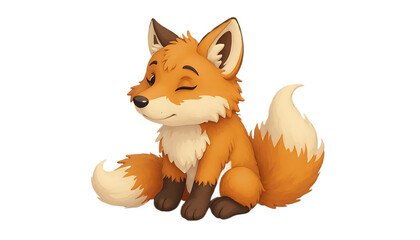Obraz premium Cartoon Fox Sitting and Winking Illustration