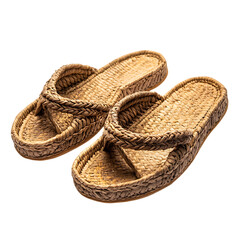 Boho Chic Espadrille Sandals with Hand Woven Textur Isolated on Transparent Background