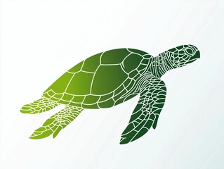 Fototapeta premium Graceful Serene Green Sea Turtle Elegant Aquatic Life Design showcasing tranquil ocean depths