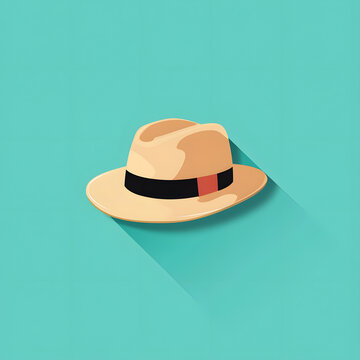 Cuban Hat Icon Flat Vector Illustration for Stylish Outdoor Apparel and Travel Related Designs