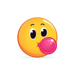 Fototapeta premium Emoji with Bubble Gum Bubble Popping