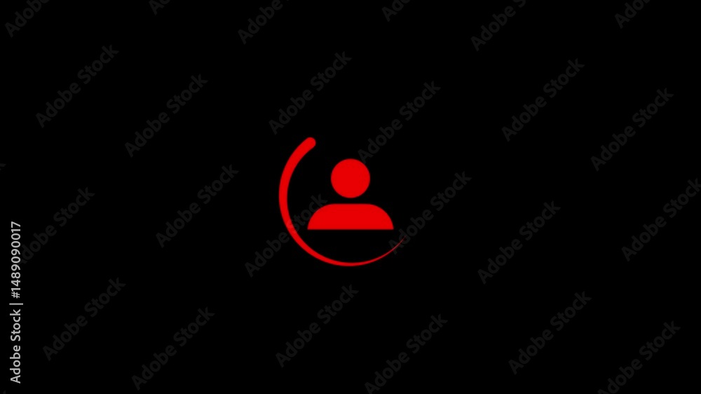 Poster contact with user icon animation on black background. profile sign ,contact icon animation online ic