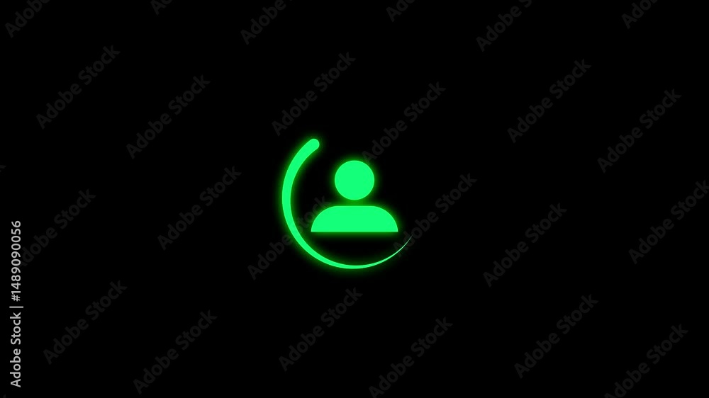 Poster contact with user icon animation on black background. profile sign ,contact icon animation online ic
