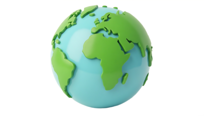 Earth Globe Model Isolated on White Background World Map