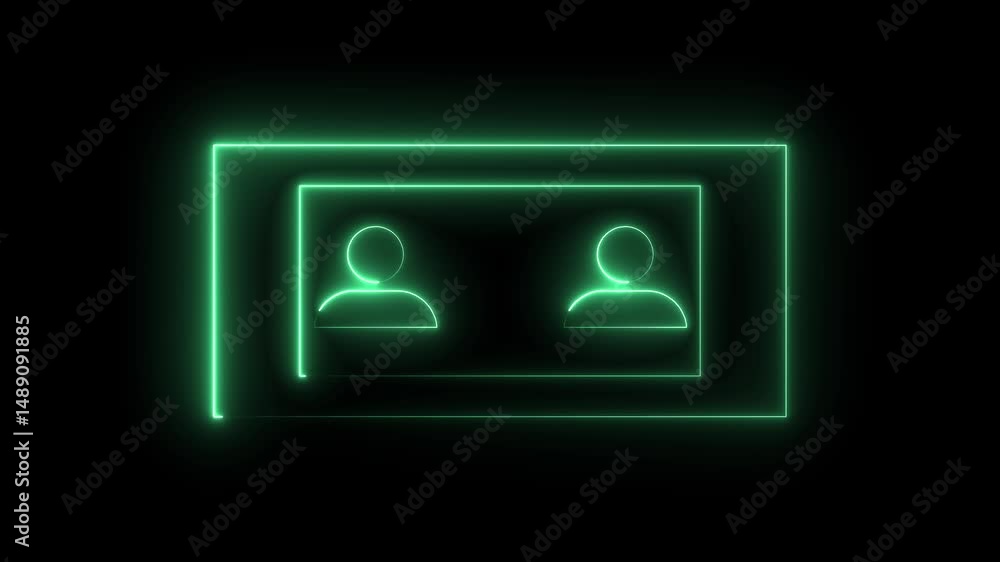 Poster neon glowing user icon animation. neon profile icon. glowing neon person or people sign animation ba