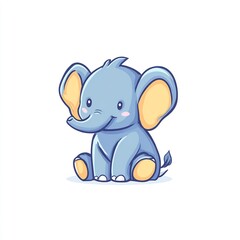 Obraz premium Cute Baby Elephant Sitting Cartoon 