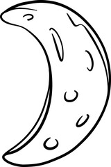 Minimalist Line Art Half Crescent Moon Illustration