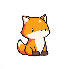 Obraz premium Cute Fox Sitting Cartoon Icon