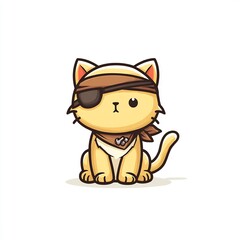 Chibi pirate cat with eyepatch 