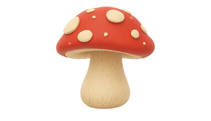 Mushroom Illustration with Red Cap and White Spots
