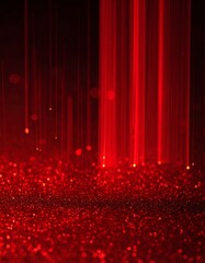 深紅と黒のグラデーションを背景に、赤い発光ボケと光の直線が躍動的に交差し、サイバーパンクの近未来感を強調したビジュアル

