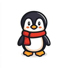 Obraz premium cute penguin wearing scarf