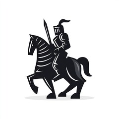 Silhouette of medieval knight on horseback, icon