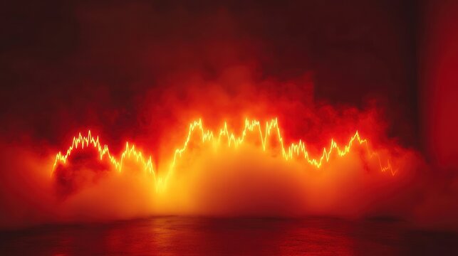 Stock market graph abstract illustration fiery background dynamic line chart financial data visualization