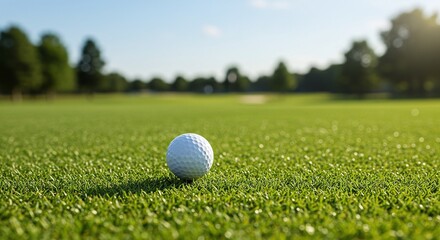 Golf ball on green grass course