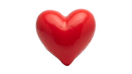 A glossy red heart sculpture centered on a plain background, symbolizing love and affection, ideal for romantic themes