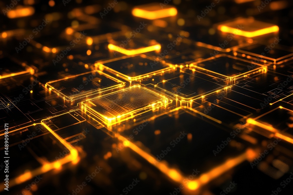 Aufkleber vibrant neon glowing squares create a striking cyberpunk backdrop in a dark, futuristic layout empha