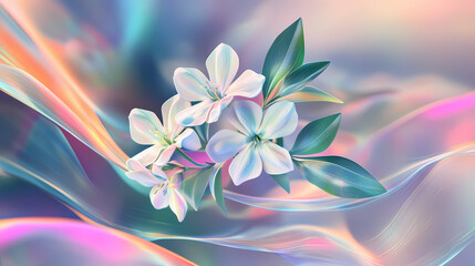 Jasmine flower blooming in spectral background, created by generative ai. [Spectral Bloom] | Glimpse Bud | quick bloom. Illustration