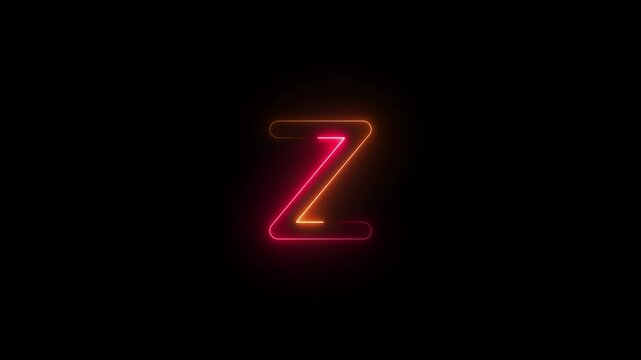 Z symbol icon animation neon glow on black background