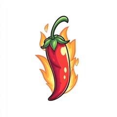 Naklejka premium hot chili pepper with fire