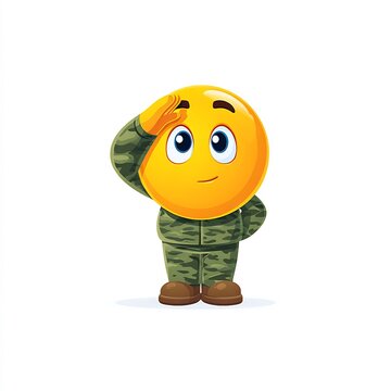 Saluting emoji with serious face, respectful expression icon