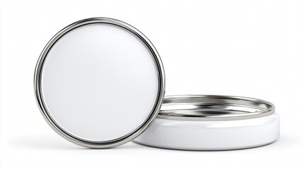White Circular Pinback Button with Black Inner Circle Isolated on white Background