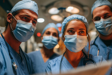 Medical Team of Doctors and Nurses Collaborating in Hospital