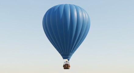 Blue hot air balloon flying in clear sky