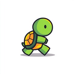 Cute turtle walking cartoon on white background