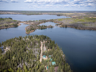 Beautiful lake with a forest in the background