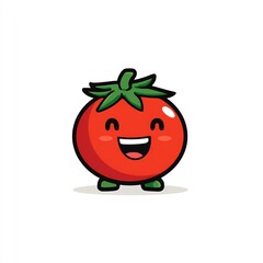 Fototapeta premium Cute tomato with big smile cartoon 