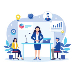 Confident and Empowered: Illustration of a Strong and Successful Boss Woman