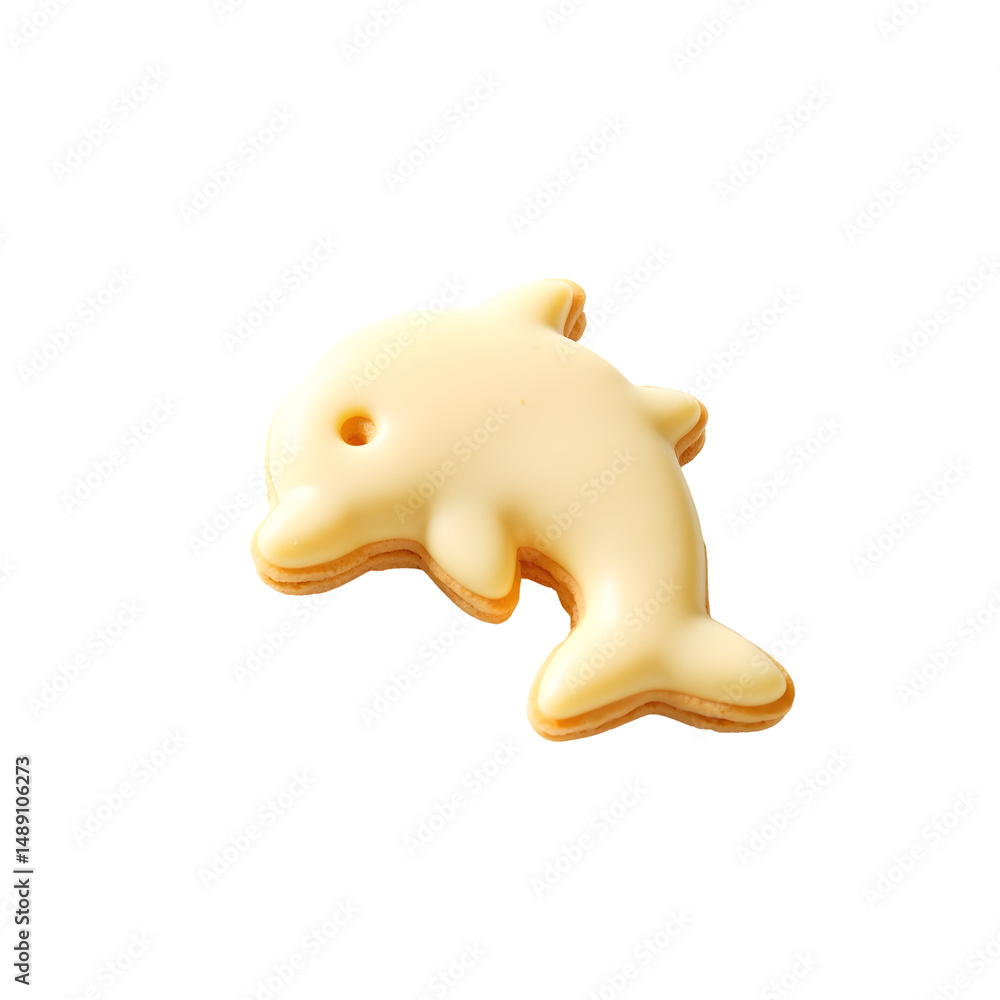 Aufkleber delicate and intricately designed dolphin-shaped vanilla cookie delight on a stark canvas creating a