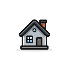 simple house icon with chimney