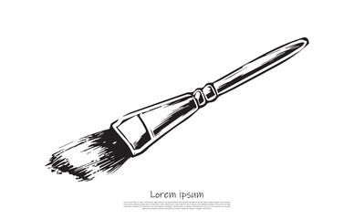 Paint Brush Isolated Art Tool Vector, Black and White on Transparent