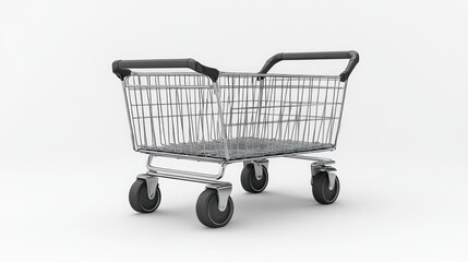 Empty Shopping Cart on White Background: Retail, Commerce, and Consumerism