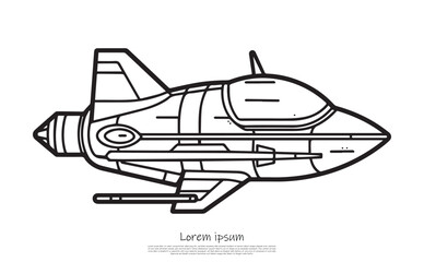 Airplane Outline Isolated on Transparent Background Detailed