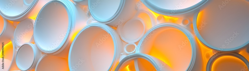 Poster abstract design of overlapping circles in pale colors