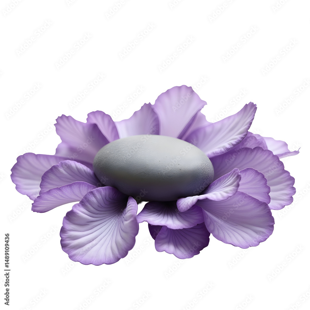 Poster delicate stone surrounded by petal-like structures, a study in texture and form with artistic flair